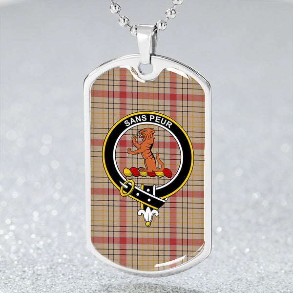 Sutherland of Duffus Weathered Clan Badge Classic Tartan Dog Tag Necklace