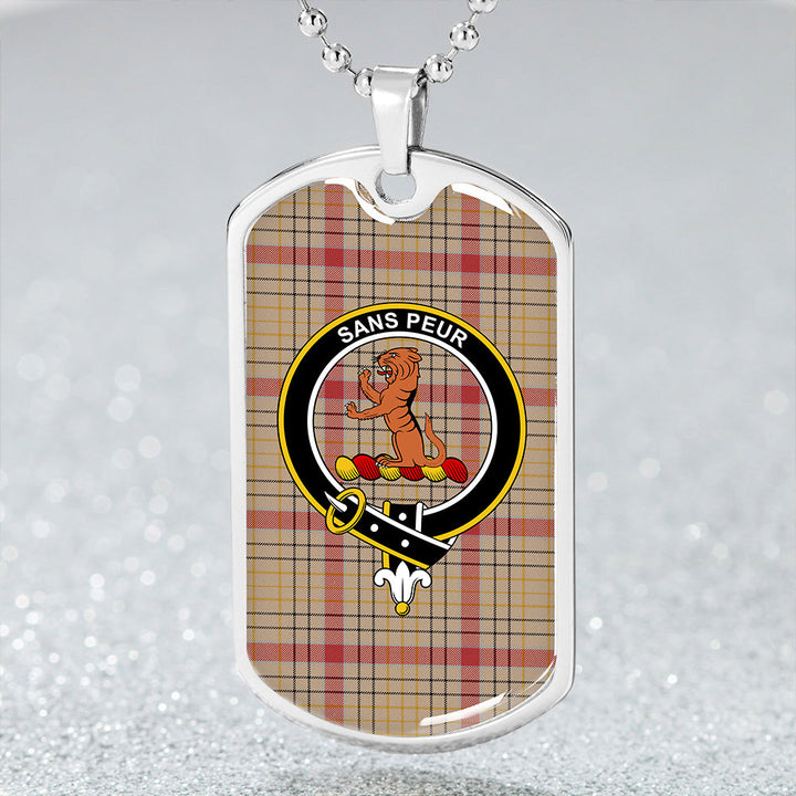 Sutherland of Duffus Weathered Clan Badge Classic Tartan Dog Tag Necklace