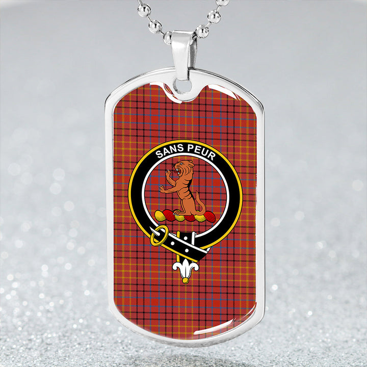 Sutherland of Duffus #2 Ancient Clan Badge Classic Tartan Dog Tag Necklace