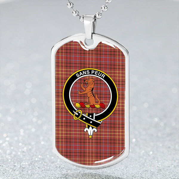 Sutherland of Duffus #2 Weathered Clan Badge Classic Tartan Dog Tag Necklace