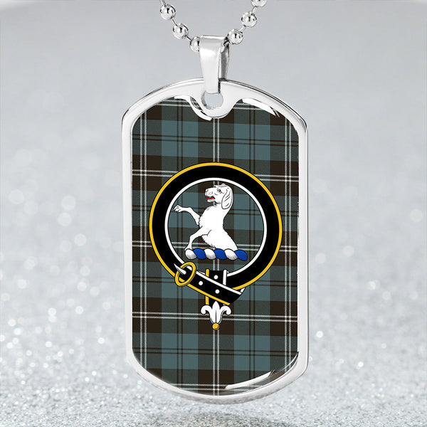 Swan Weathered Clan Badge Classic Tartan Dog Tag Necklace