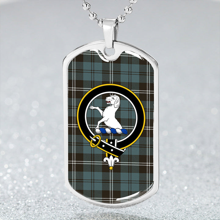Swan Weathered Clan Badge Classic Tartan Dog Tag Necklace