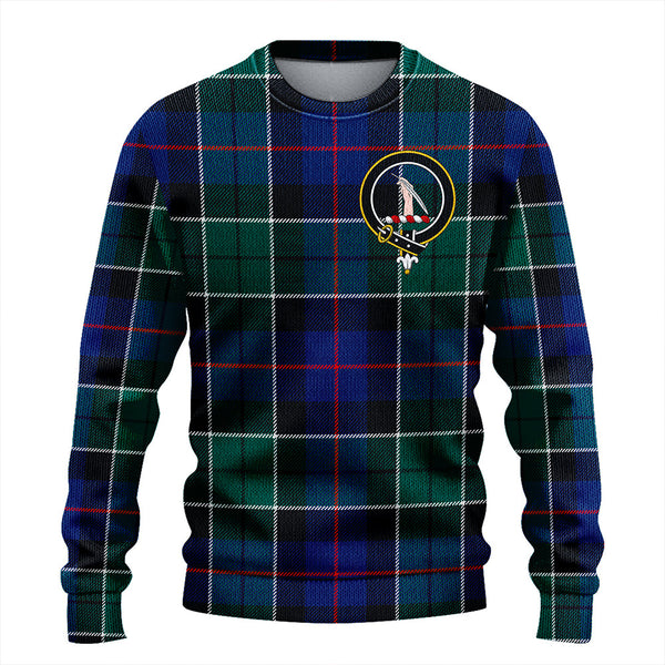 Syme Modern Clan Badge Tartan Knitted Sweater
