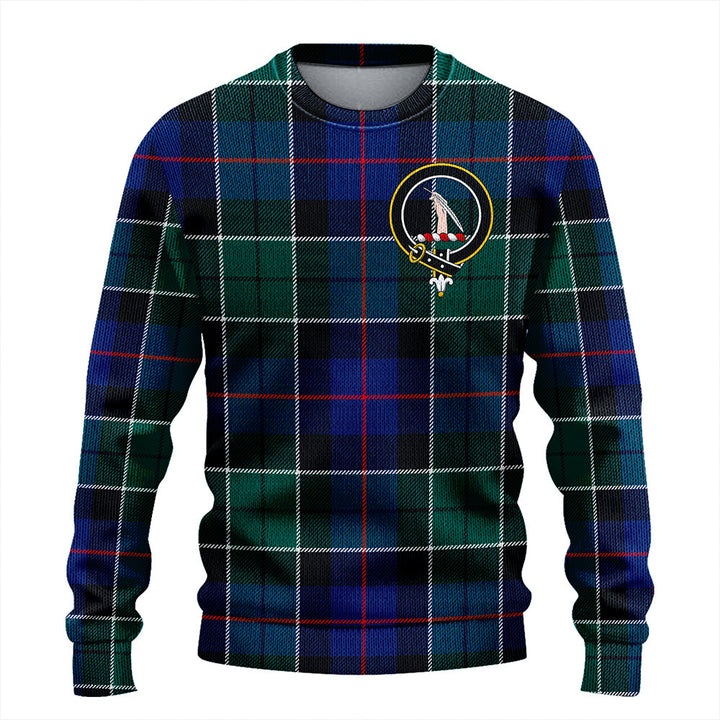 Syme Modern Clan Badge Tartan Knitted Sweater