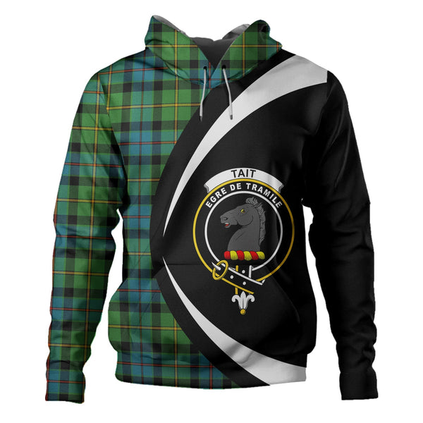 Tait Ancient Clan Badge Tartan Hoodie Circle Style