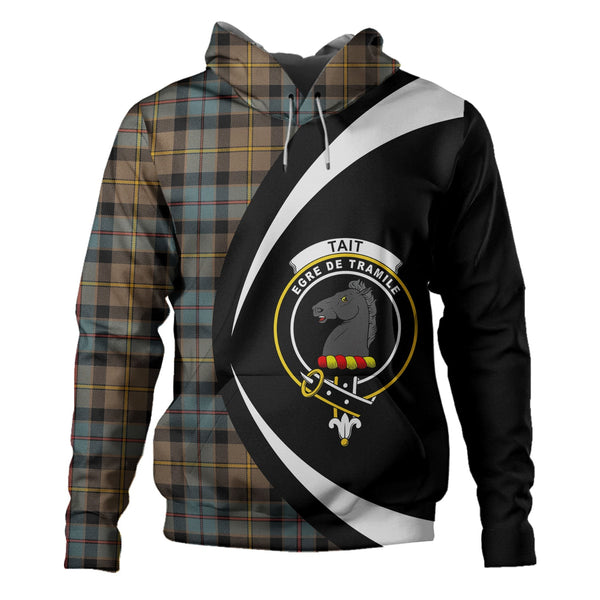 Tait Weathered Clan Badge Tartan Hoodie Circle Style