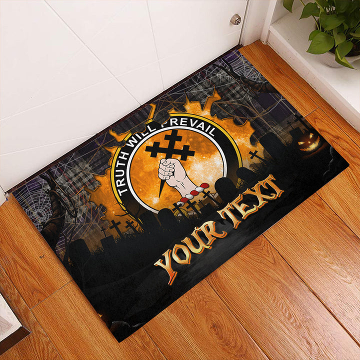 Thompson Variant (Thomson Variant) Weathered Clan Badge Tartan Personalize Doormat Happy Halloween Style