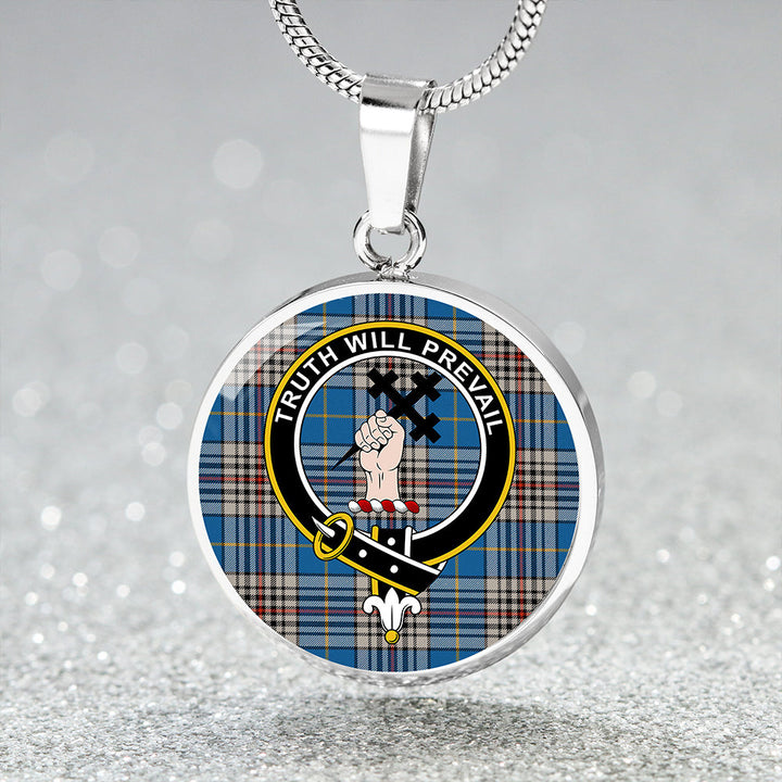Thompson Variant (Thomson Variant) Ancient Clan Badge Tartan Classic Circle Necklace