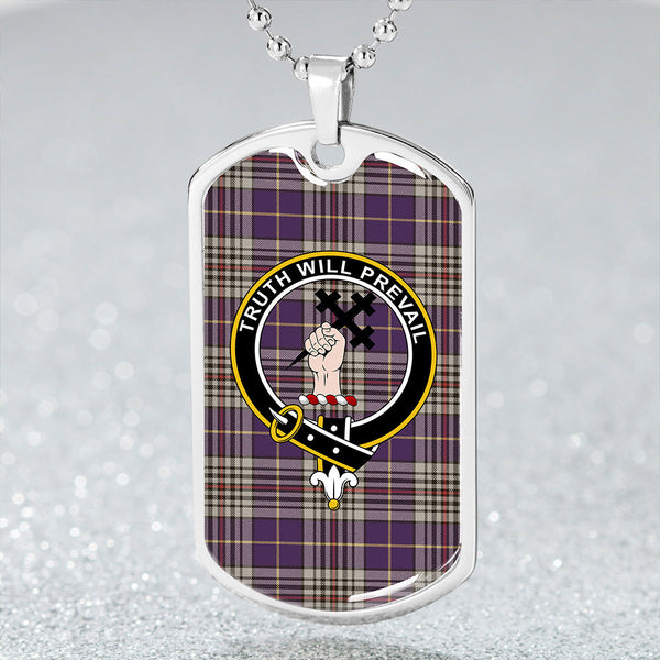 Thompson Variant (Thomson Variant) Weathered Clan Badge Classic Tartan Dog Tag Necklace