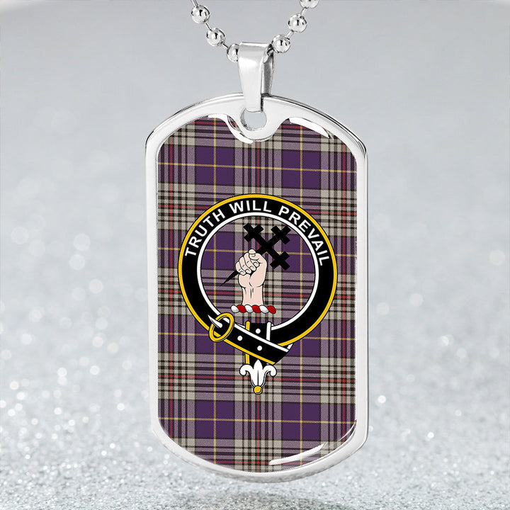 Thompson Variant (Thomson Variant) Weathered Clan Badge Classic Tartan Dog Tag Necklace