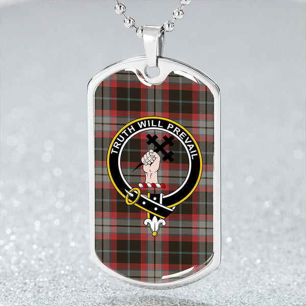 Thomson Black #2 (Thompson Black #2) Weathered Clan Badge Classic Tartan Dog Tag Necklace