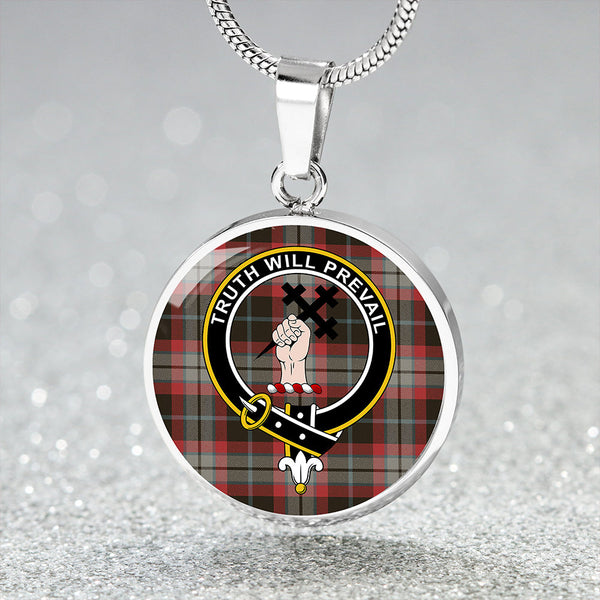 Thomson Black #2 (Thompson Black #2) Weathered Clan Badge Tartan Classic Circle Necklace