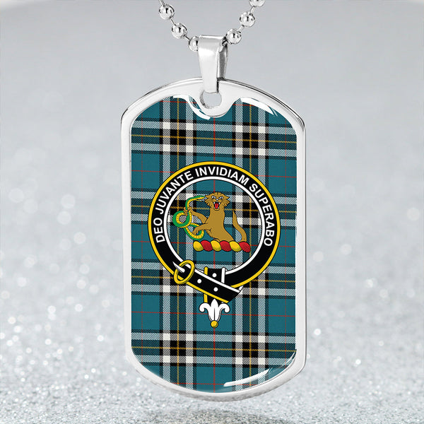 Thomson Blue (MacThomas Blue/Thompson Dress) Ancient Clan Badge Classic Tartan Dog Tag Necklace