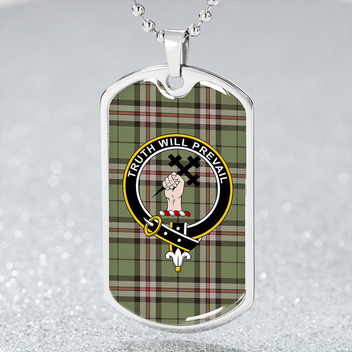 Thomson Camel #2 (Thompson Camel #2) Weathered Clan Badge Classic Tartan Dog Tag Necklace