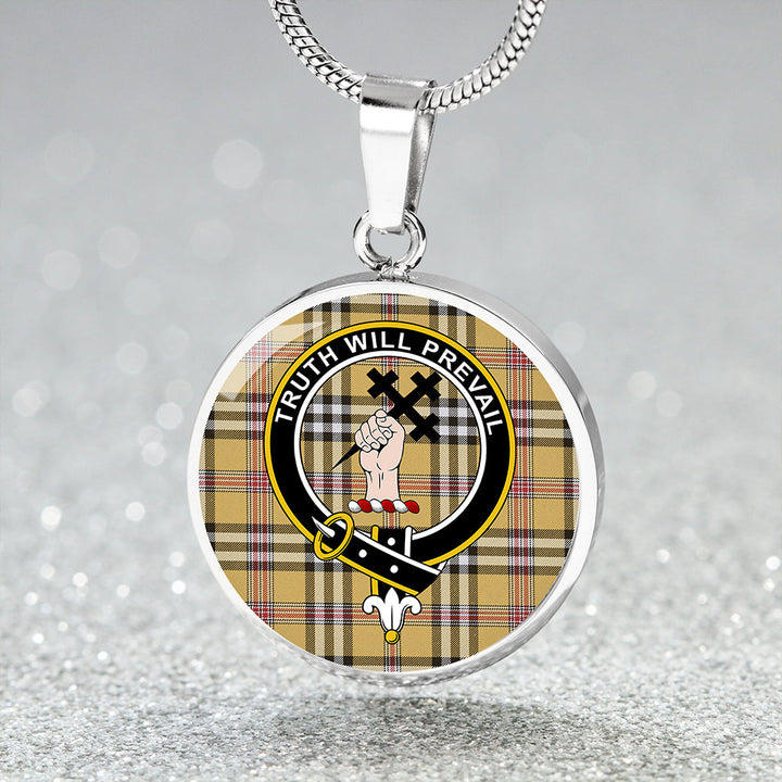 Thomson Camel #3 (Thompson Camel #3) Weathered Clan Badge Tartan Classic Circle Necklace