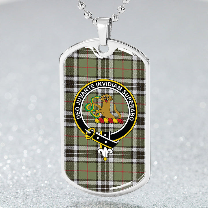 Thomson Camel (MacThomas/Thompson Camel) Weathered Clan Badge Classic Tartan Dog Tag Necklace