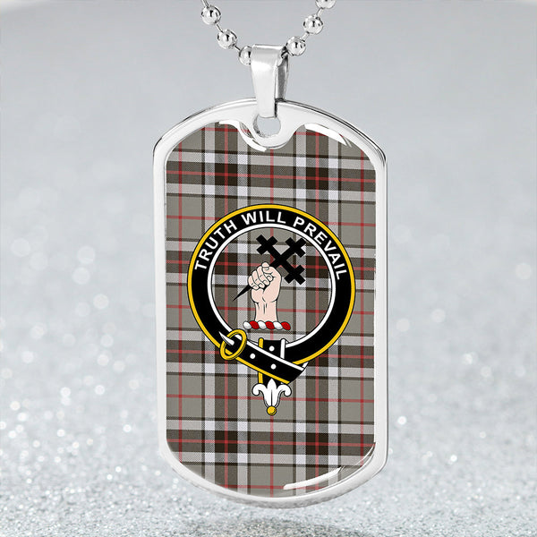 Thomson Dress Grey (Thompson Dress Grey) Modern Clan Badge Classic Tartan Dog Tag Necklace