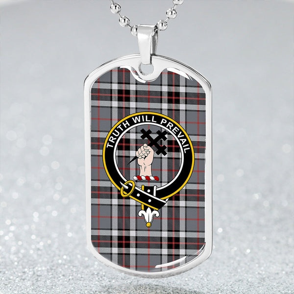 Thomson Dress Grey (Thompson Dress Grey) Weathered Clan Badge Classic Tartan Dog Tag Necklace