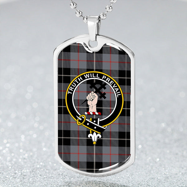 Thomson Grey #2 (Thompson Grey #2) Ancient Clan Badge Classic Tartan Dog Tag Necklace