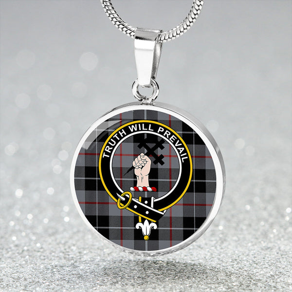 Thomson Grey #2 (Thompson Grey #2) Modern Clan Badge Tartan Classic Circle Necklace