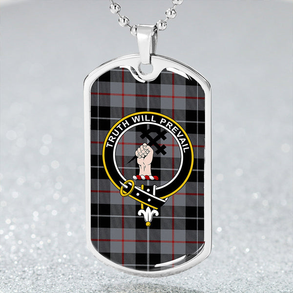 Thomson Grey #2 (Thompson Grey #2) Modern Clan Badge Classic Tartan Dog Tag Necklace