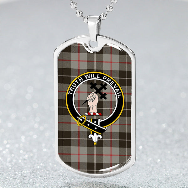 Thomson Grey #2 (Thompson Grey #2) Weathered Clan Badge Classic Tartan Dog Tag Necklace