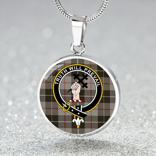 Thomson Grey #2 (Thompson Grey #2) Weathered Clan Badge Tartan Classic Circle Necklace
