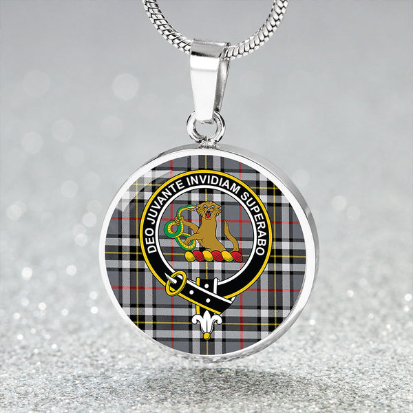 Thomson Grey (MacThomas/Thompson Grey) Ancient Clan Badge Tartan Classic Circle Necklace