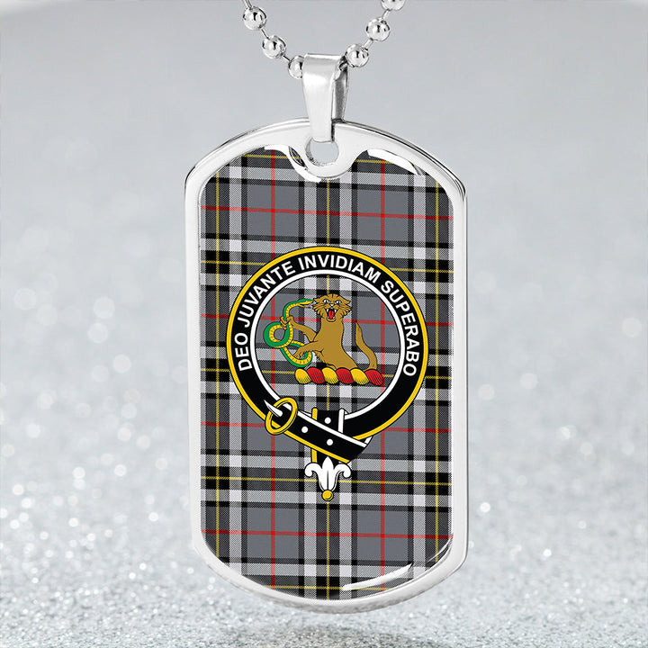 Thomson Grey (MacThomas/Thompson Grey) Ancient Clan Badge Classic Tartan Dog Tag Necklace
