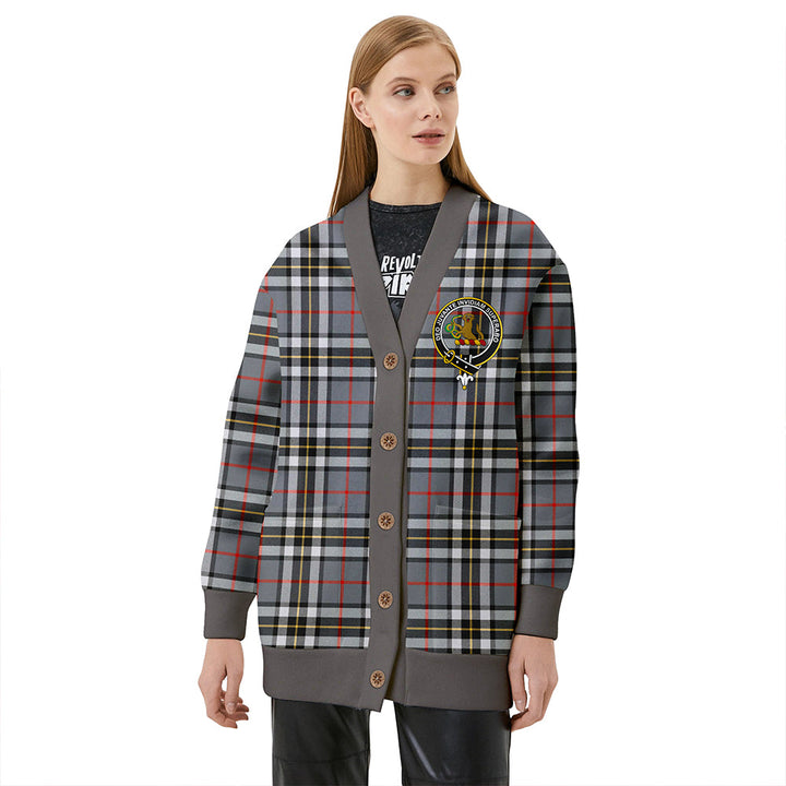 Thomson Grey (MacThomas/Thompson Grey) Modern Clan Badge Tartan V-neck Cardigan