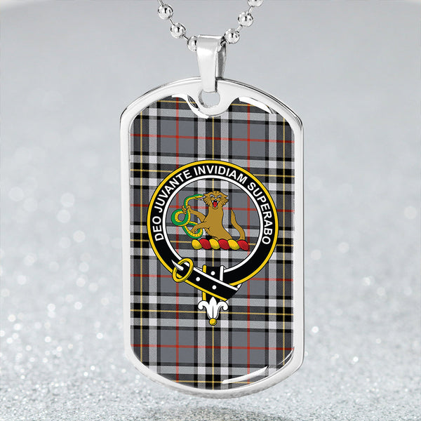 Thomson Grey (MacThomas/Thompson Grey) Modern Clan Badge Classic Tartan Dog Tag Necklace