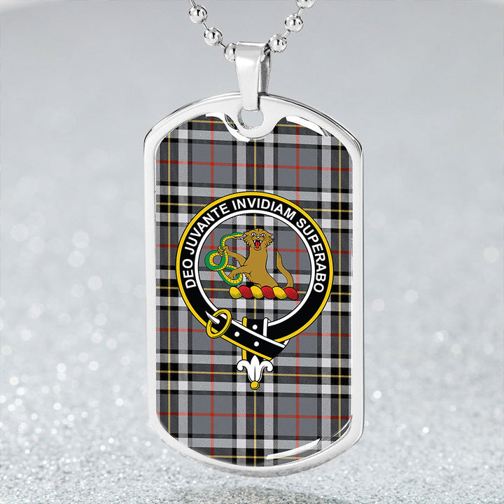 Thomson Grey (MacThomas/Thompson Grey) Modern Clan Badge Classic Tartan Dog Tag Necklace