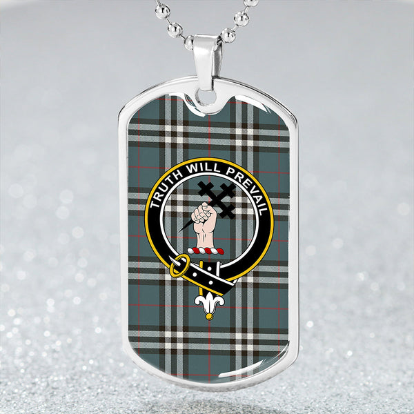 Thomson Hunting #2 (Thompson Hunting #2) Weathered Clan Badge Classic Tartan Dog Tag Necklace