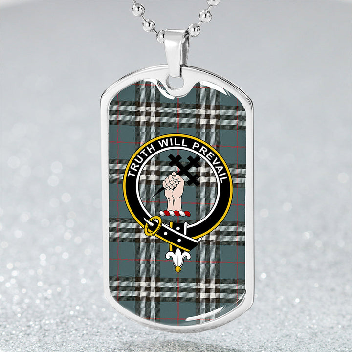 Thomson Hunting #2 (Thompson Hunting #2) Weathered Clan Badge Classic Tartan Dog Tag Necklace