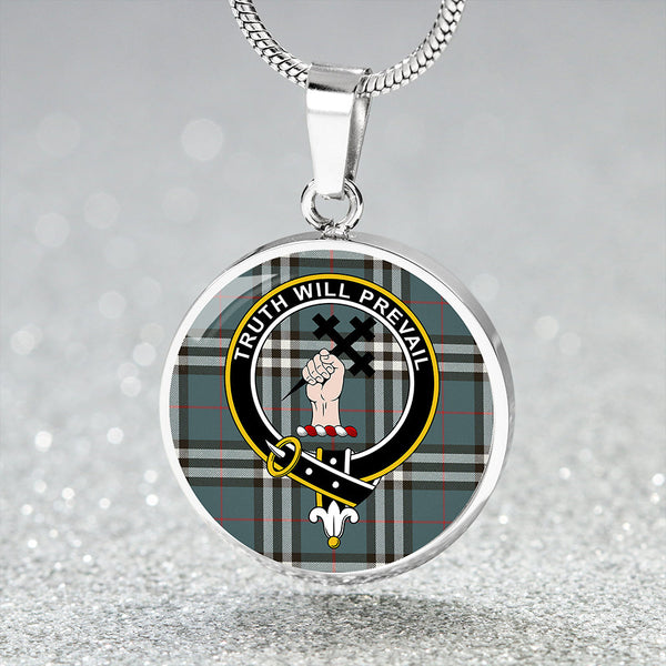 Thomson Hunting #2 (Thompson Hunting #2) Weathered Clan Badge Tartan Classic Circle Necklace