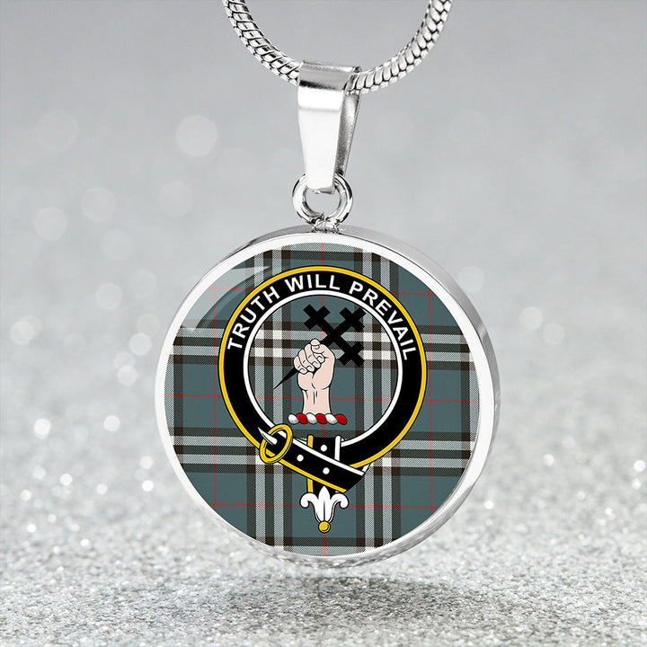Thomson Hunting #2 (Thompson Hunting #2) Weathered Clan Badge Tartan Classic Circle Necklace