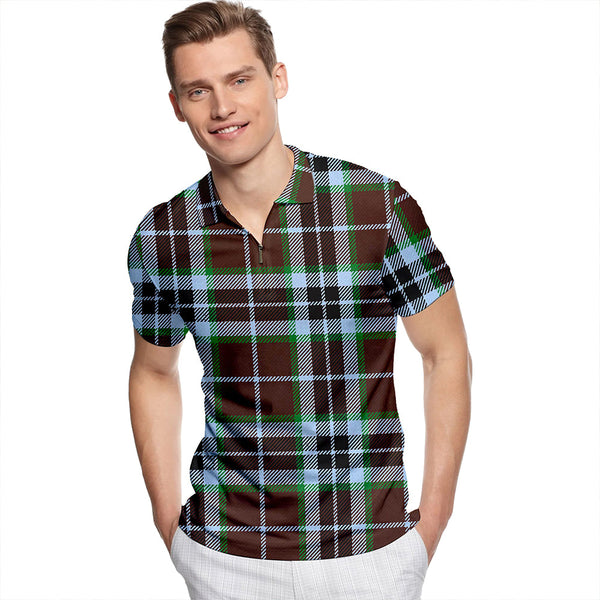 Thomson Hunting (MacThomas/Thompson Hunting) Modern Tartan Classic Lapel Zip Short Sleeve Polo