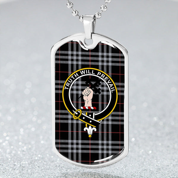 Thomson Navy (Thompson Navy) Ancient Clan Badge Classic Tartan Dog Tag Necklace