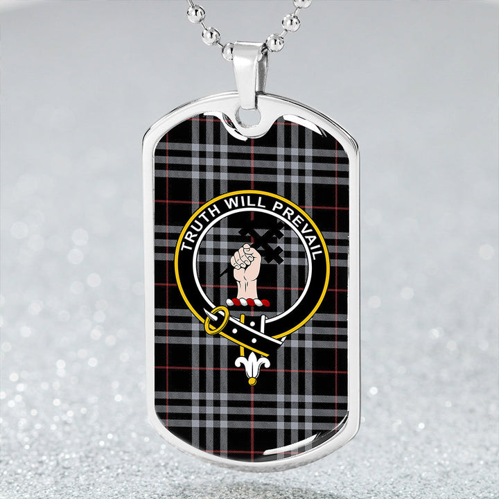 Thomson Navy (Thompson Navy) Ancient Clan Badge Classic Tartan Dog Tag Necklace
