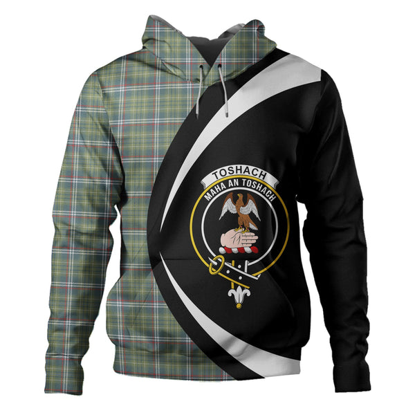Toshach Weathered Clan Badge Tartan Hoodie Circle Style
