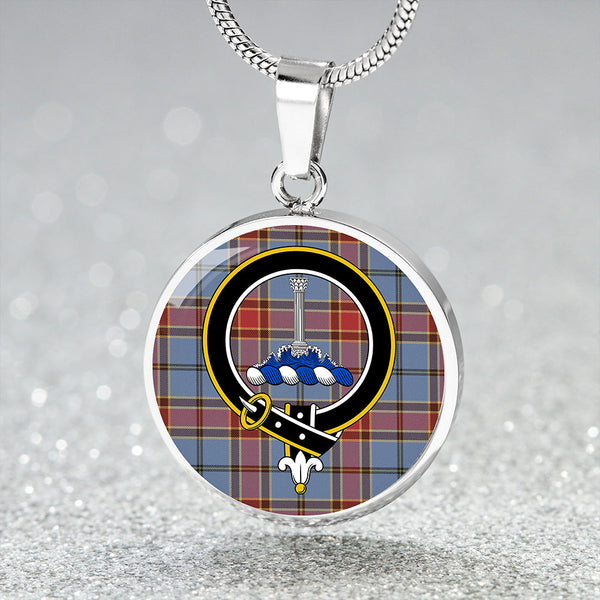 Traill (Trayle) Ancient Clan Badge Tartan Classic Circle Necklace