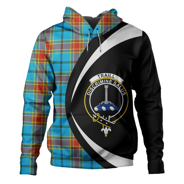 Traill (Trayle) Weathered Clan Badge Tartan Hoodie Circle Style