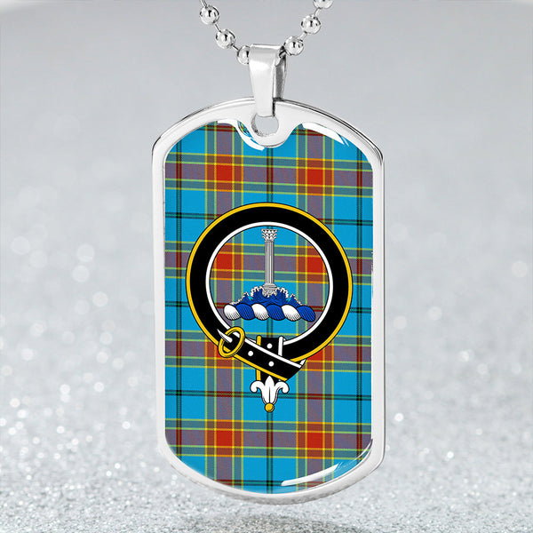 Traill (Trayle) Weathered Clan Badge Classic Tartan Dog Tag Necklace