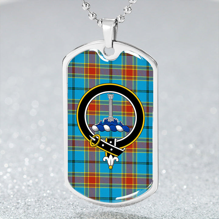 Traill (Trayle) Weathered Clan Badge Classic Tartan Dog Tag Necklace