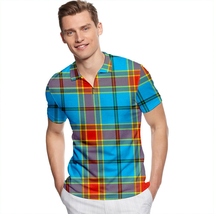 Traill (Trayle) Weathered Tartan Classic Lapel Zip Short Sleeve Polo