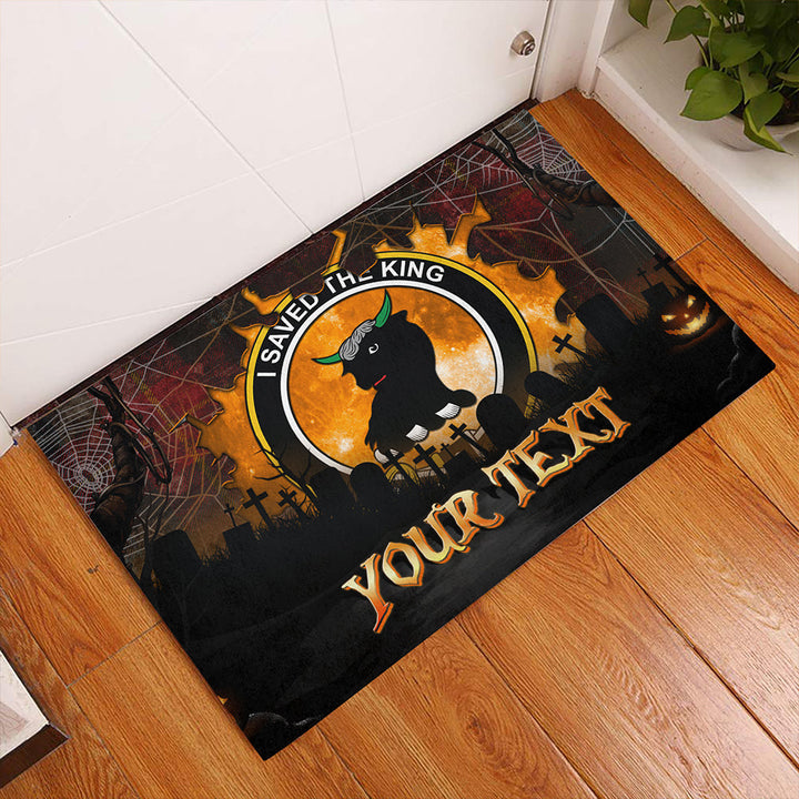 Turnbull Dress Weathered Clan Badge Tartan Personalize Doormat Happy Halloween Style