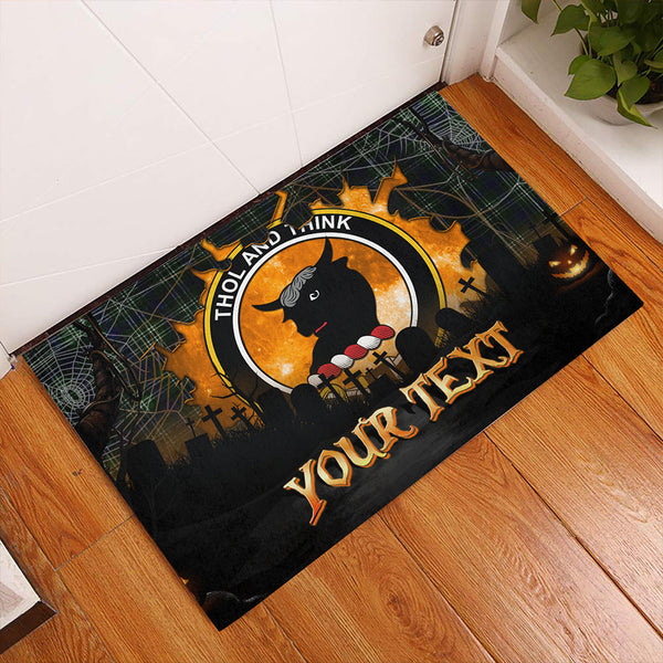 Tweedside District Clan Badge Tartan Personalize Doormat Happy Halloween Style