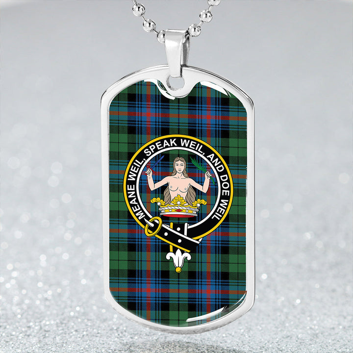 Urquhart Broad Red Ancient Clan Badge Classic Tartan Dog Tag Necklace
