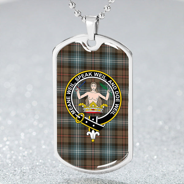 Urquhart Weathered Clan Badge Classic Tartan Dog Tag Necklace