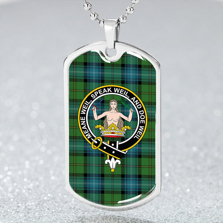 Urquhart White Lines (Urquhart Ancient) Ancient Clan Badge Classic Tartan Dog Tag Necklace